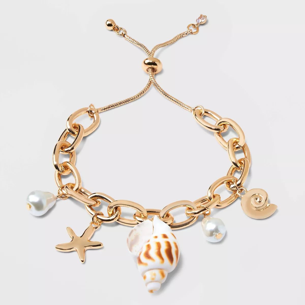 Gold Pearl Seaside Shell Charm Bracelet - A New Day™ | Target