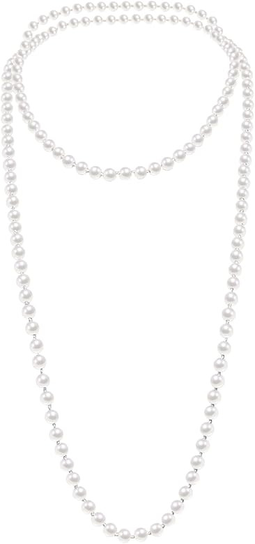 Fashion Faux Pearls Pendants 1920s Beads Cluster Long Pearl Necklace for Costume Party Jewelry 55... | Amazon (US)