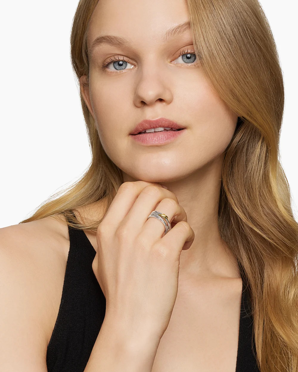 David Yurman | X Crossover Band Ring in Sterling Silver with 18K Yellow Gold, 6mm | David Yurman