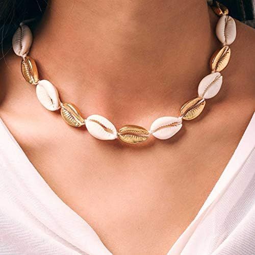 Chennie Boho Cowrie Shell Choker Necklaces Gold Puka Natural Cowrie Seashaell Necklace Adjustable... | Amazon (US)