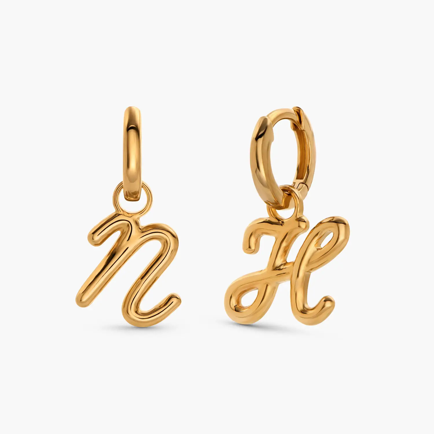 My Mini Signature Initial huggies - Gold Vermeil | Oak & Luna (US)