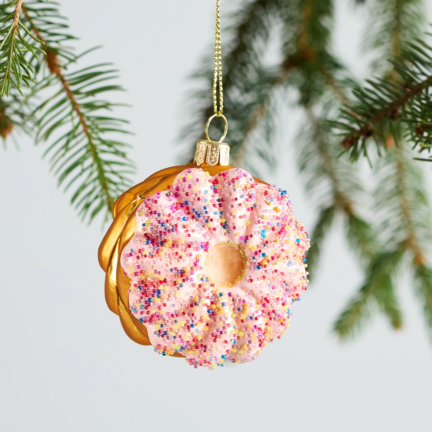 Sur La Table Pink Donut Glass Ornament, 2.3" | Sur La Table