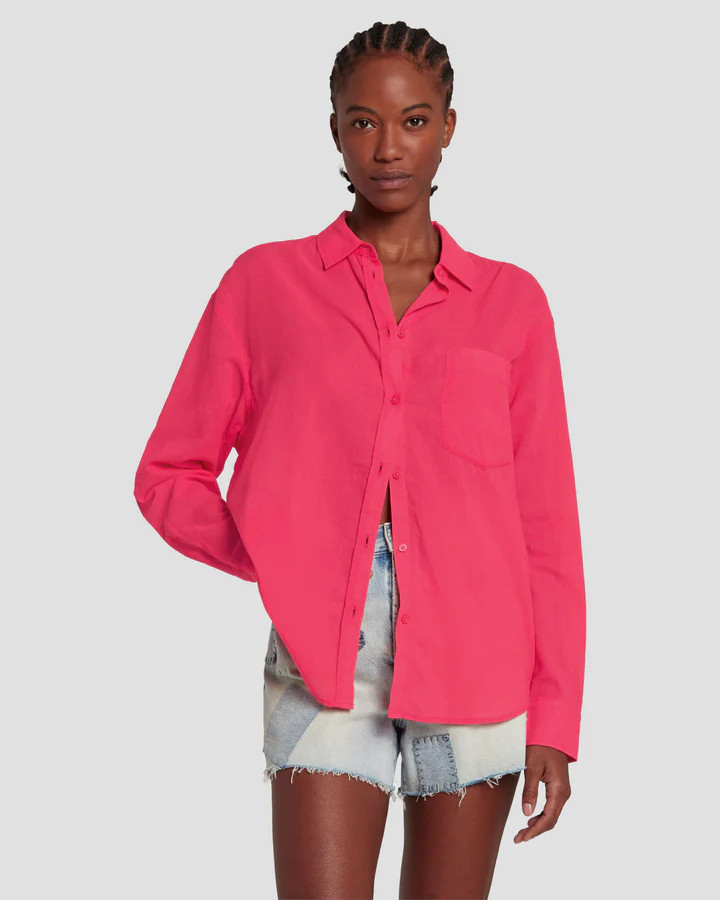 Classic Button Up Shirt in Geranium | 7 For All Mankind