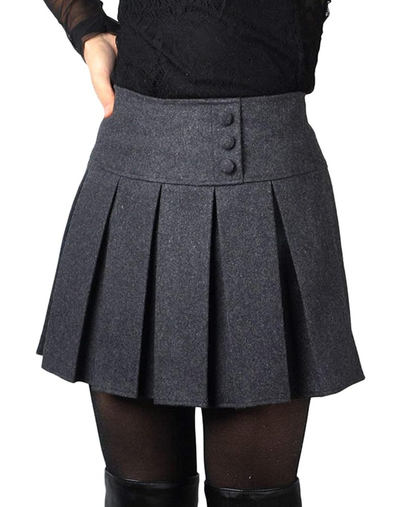 chouyatou Women's Casual Plaid High Waist A-Line Wool Pleated Short Skirt | Amazon (US)