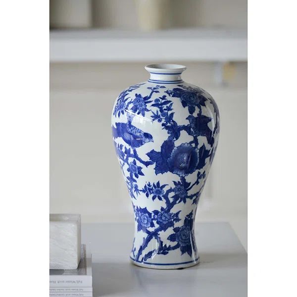 Traverso Blue/White 13'' Ceramic Table Vase | Wayfair North America
