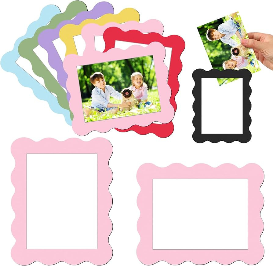 Kingdder 12 Pcs Scalloped Magnetic Picture Frame for Refrigerator 4 x 6 Pastel Reusable Picture F... | Amazon (US)