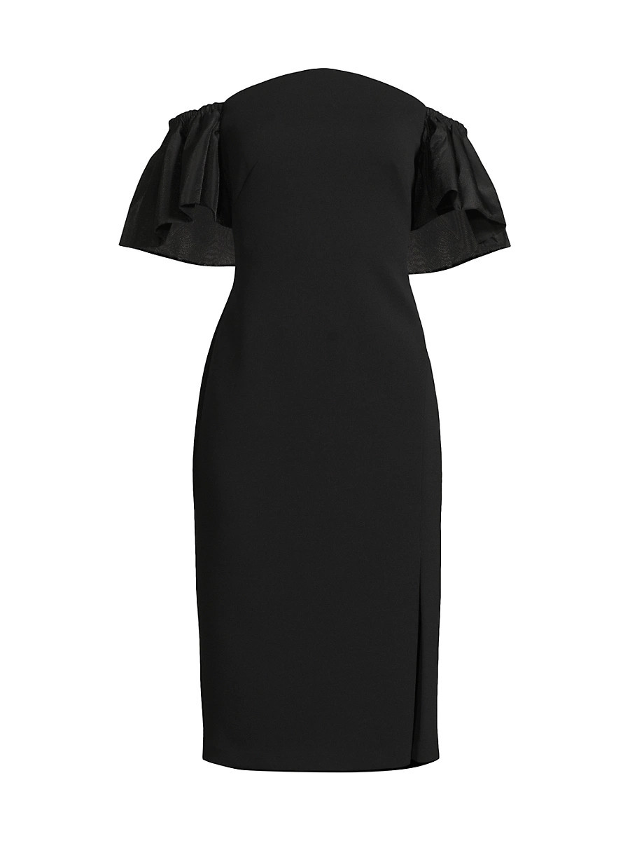 Women's Off-The-Shoulder Sheath Midi-Dress - Black - Size 8 | Saks Fifth Avenue