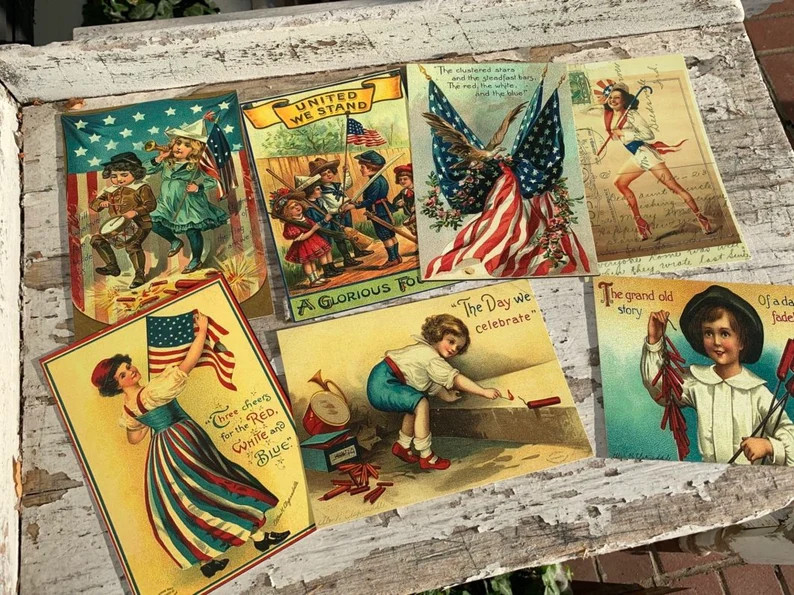 Patriotic 5 X7 Inch Postcards With Children, Flag and Moreyou Will Receive 10 With White Envelope... | Etsy (US)