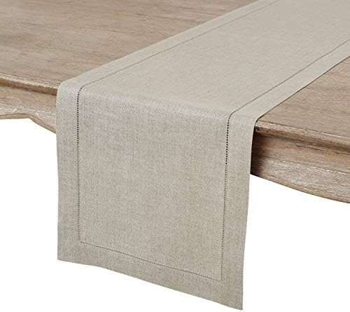 Solino Home 100% Pure Linen Hemstitch Table Runner - 14 x 132 Inch, Handcrafted from European Flax,  | Amazon (US)
