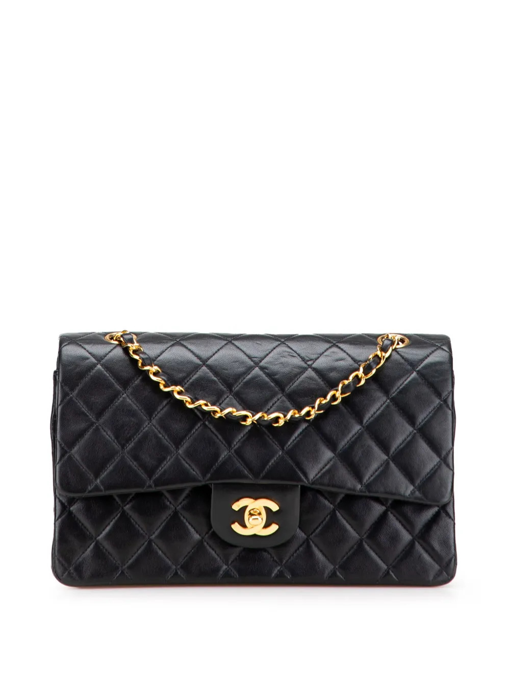 CHANEL Pre-Owned 1996-1997 Medium Classic Lambskin Double Flap Shoulder Bag | Black | FARFETCH | Farfetch Global