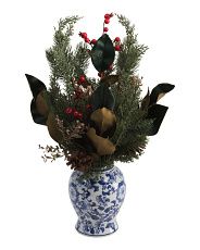 Berry And Pine Arrangement In Ceramic Vase | TJ Maxx