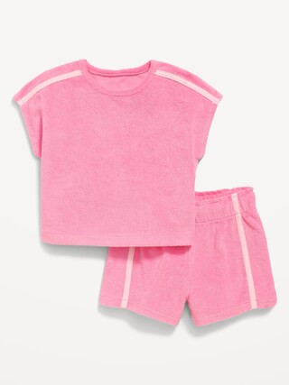 Short-Sleeve Terry Top and Shorts Set for Toddler Girls | Old Navy (US)