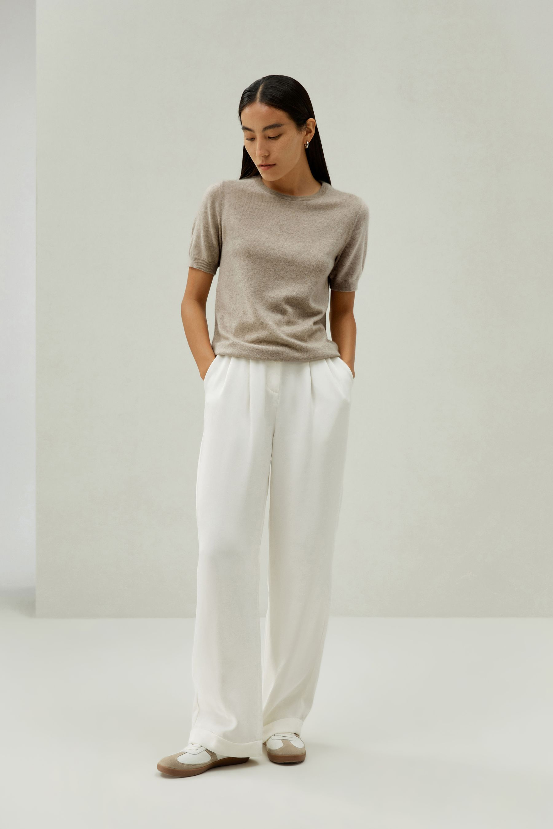 Crew Neck Basic Knit Top | LilySilk