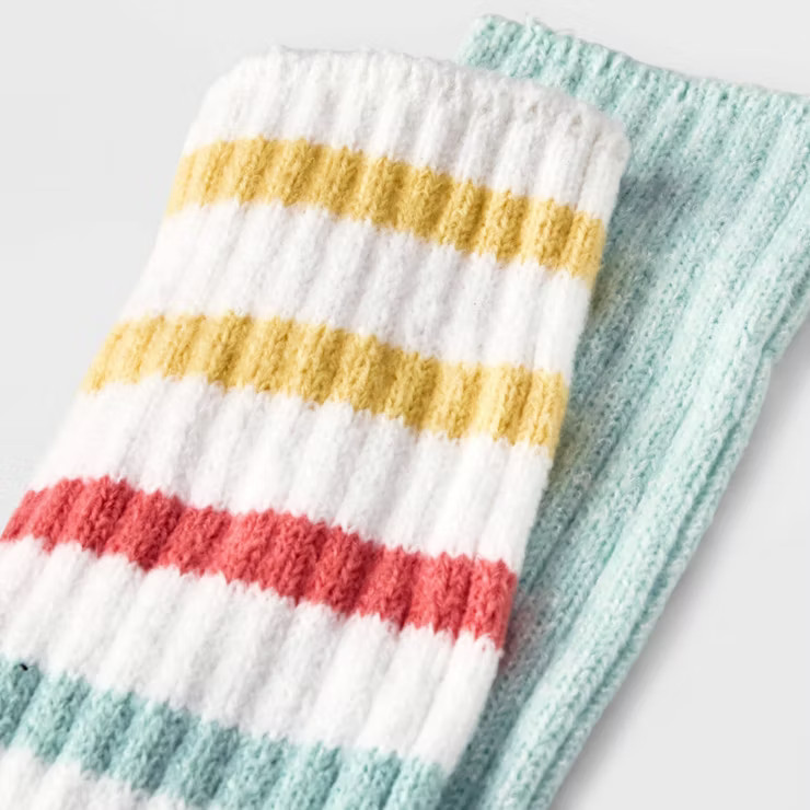 Women's 2pk Multi Striped Ribbed Super Soft Crew Socks - Universal Thread™ 4-10 | Target