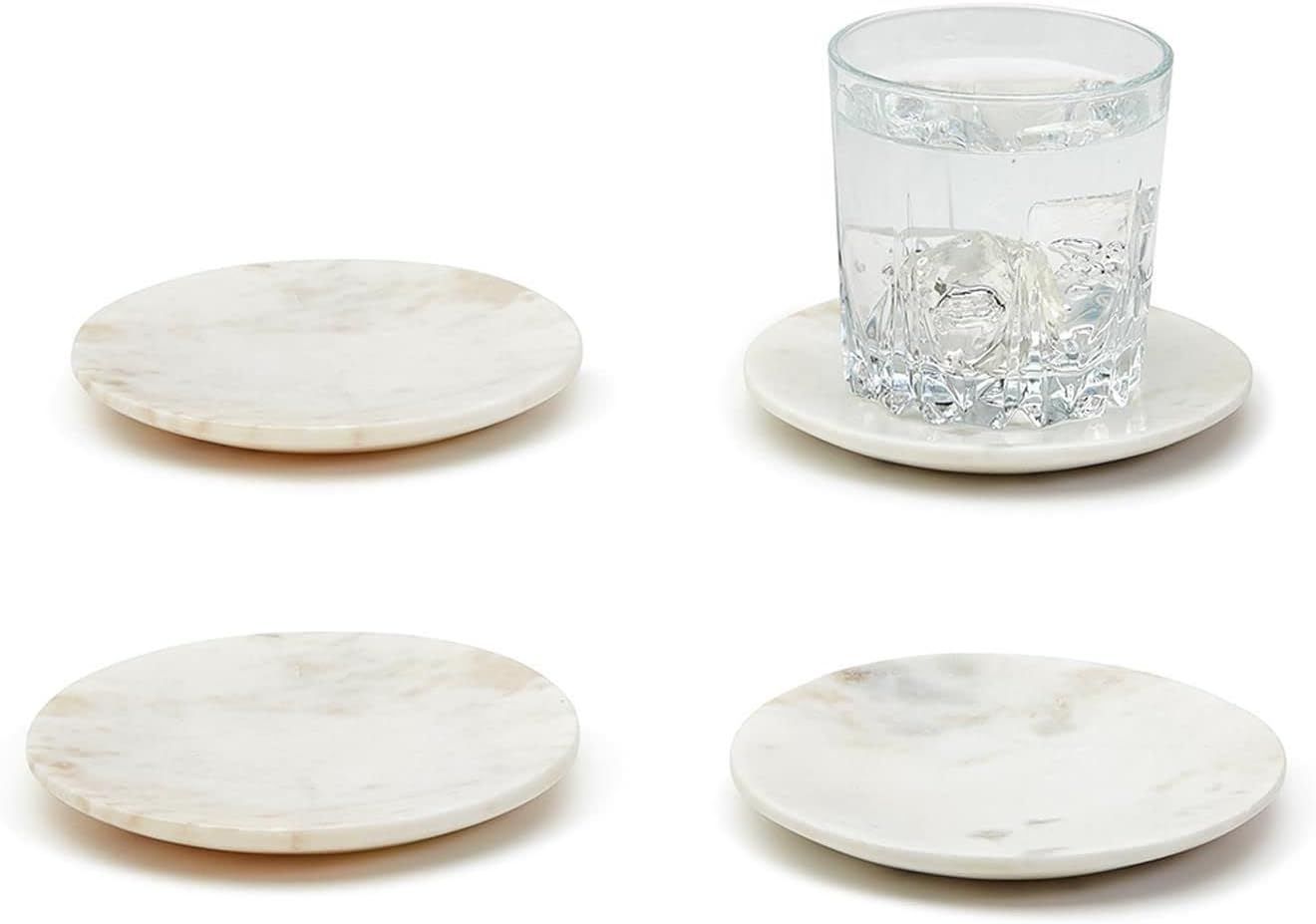 Two's Company Set of 4 Wht Marble Coasters | Amazon (US)