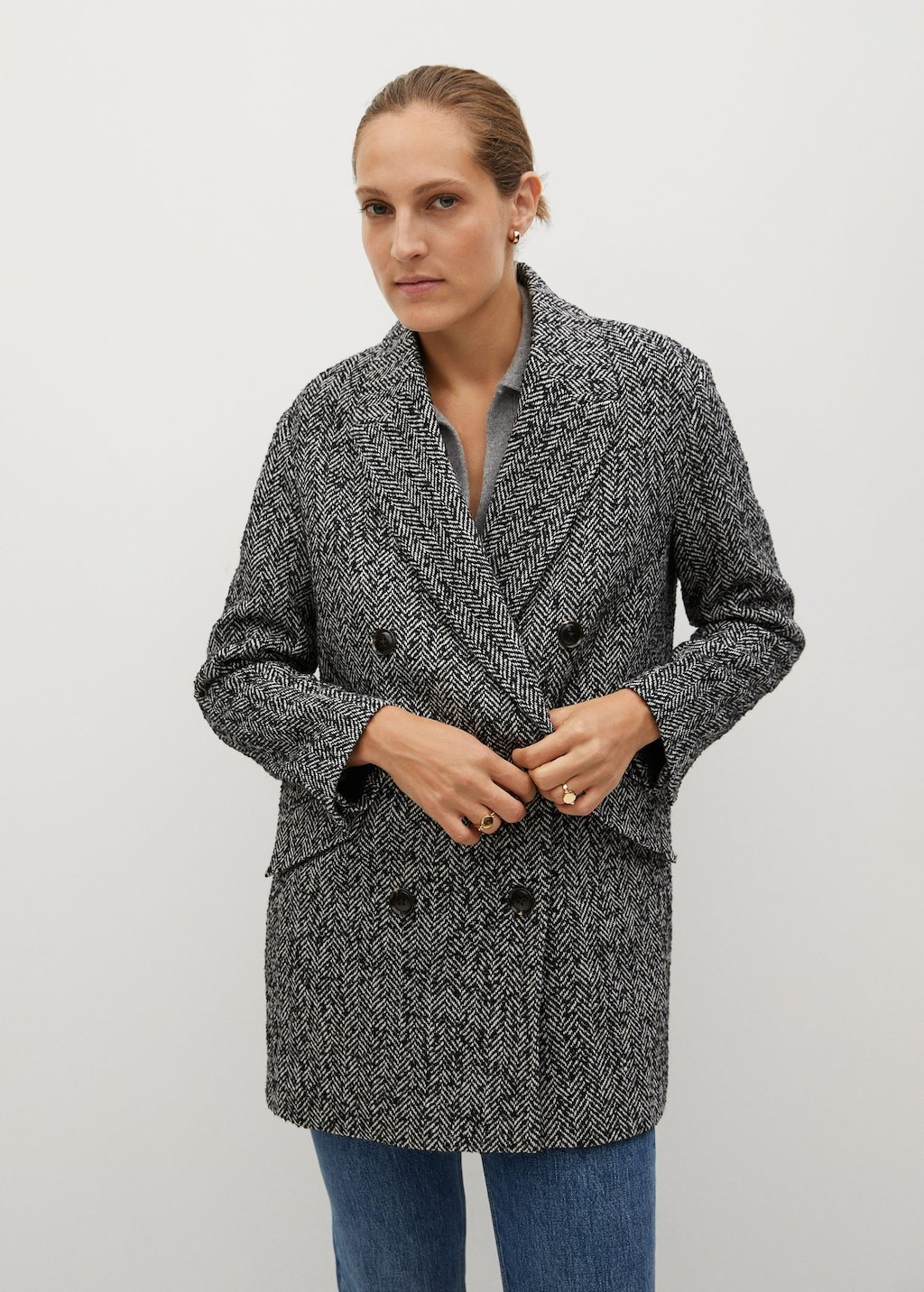 Wool double-breasted coat | MANGO (US)