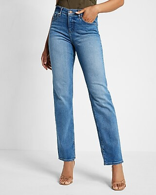 Mid Rise Medium Wash Modern Straight Jeans | Express