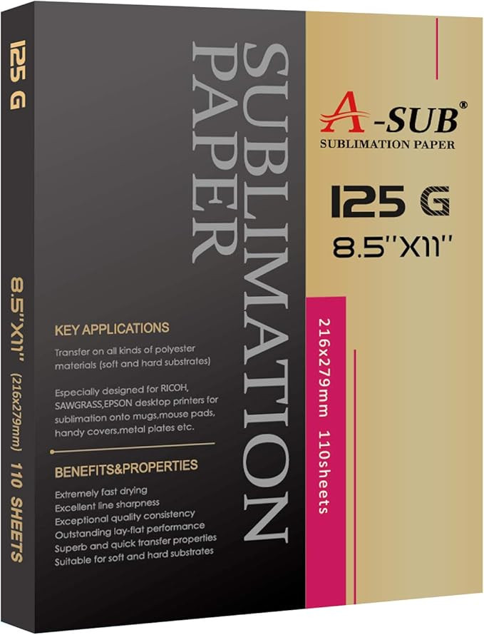 A-SUB Sublimation Paper 8.5x11 Inch 110 Sheets ONLY Compatible with Sublimation Printer and Subli... | Amazon (US)