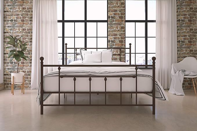 DHP Manila Metal Bed with Victorian Style Headboard and Footboard - Queen Size (Bronze) | Amazon (US)