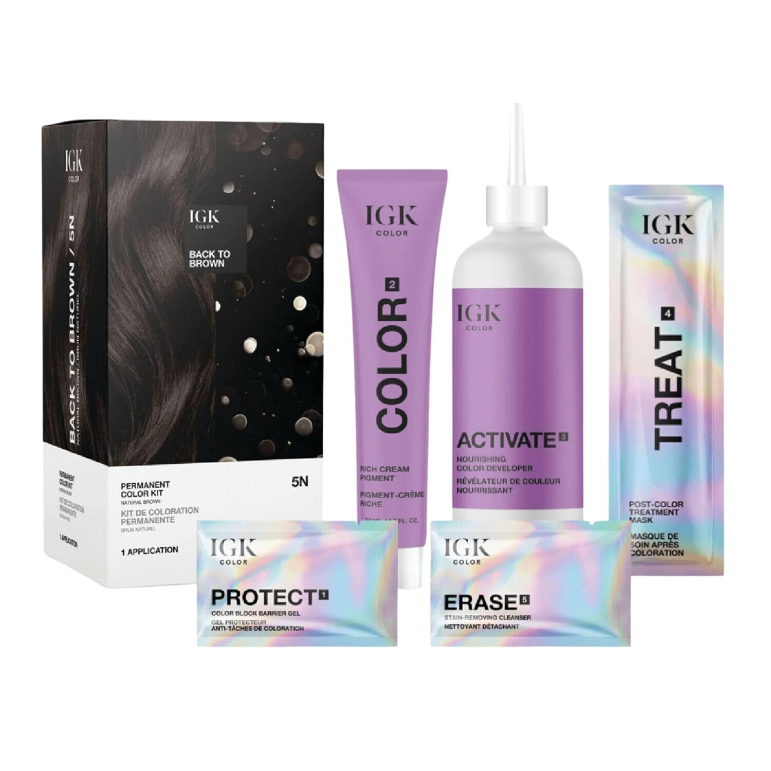 IGK Permanent Hair Color Kit | 5N Back To Brown Natural Brown | Salon-Quality Permanent Hair Dye ... | Amazon (US)