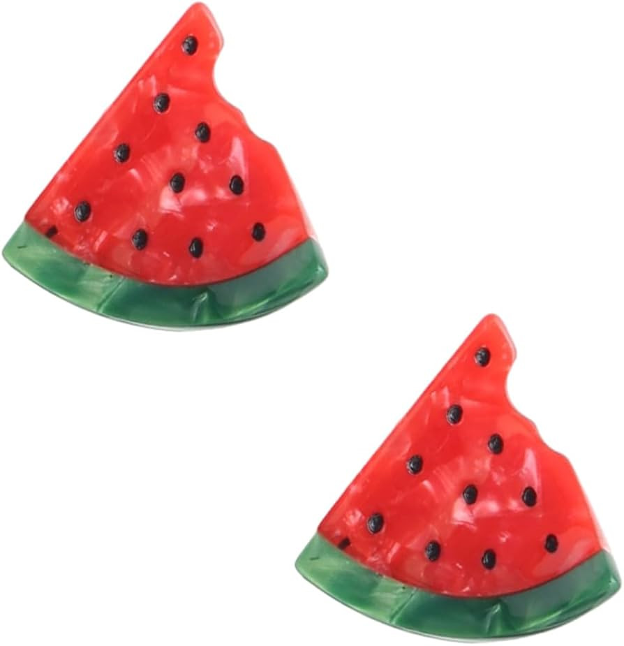 Mini Watermelon Hair Clip,Acetate Hair Claw,Small Hair Clips for Women,Pack of 2 | Amazon (US)