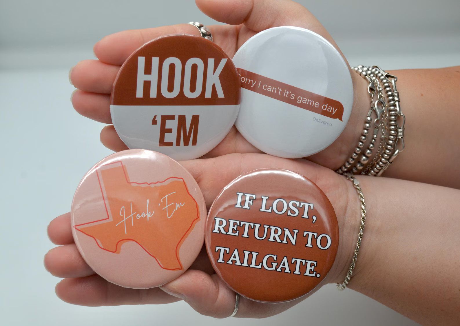 Texas Gameday Buttons | Gameday Accessories | Hook Em - Etsy | Etsy (US)