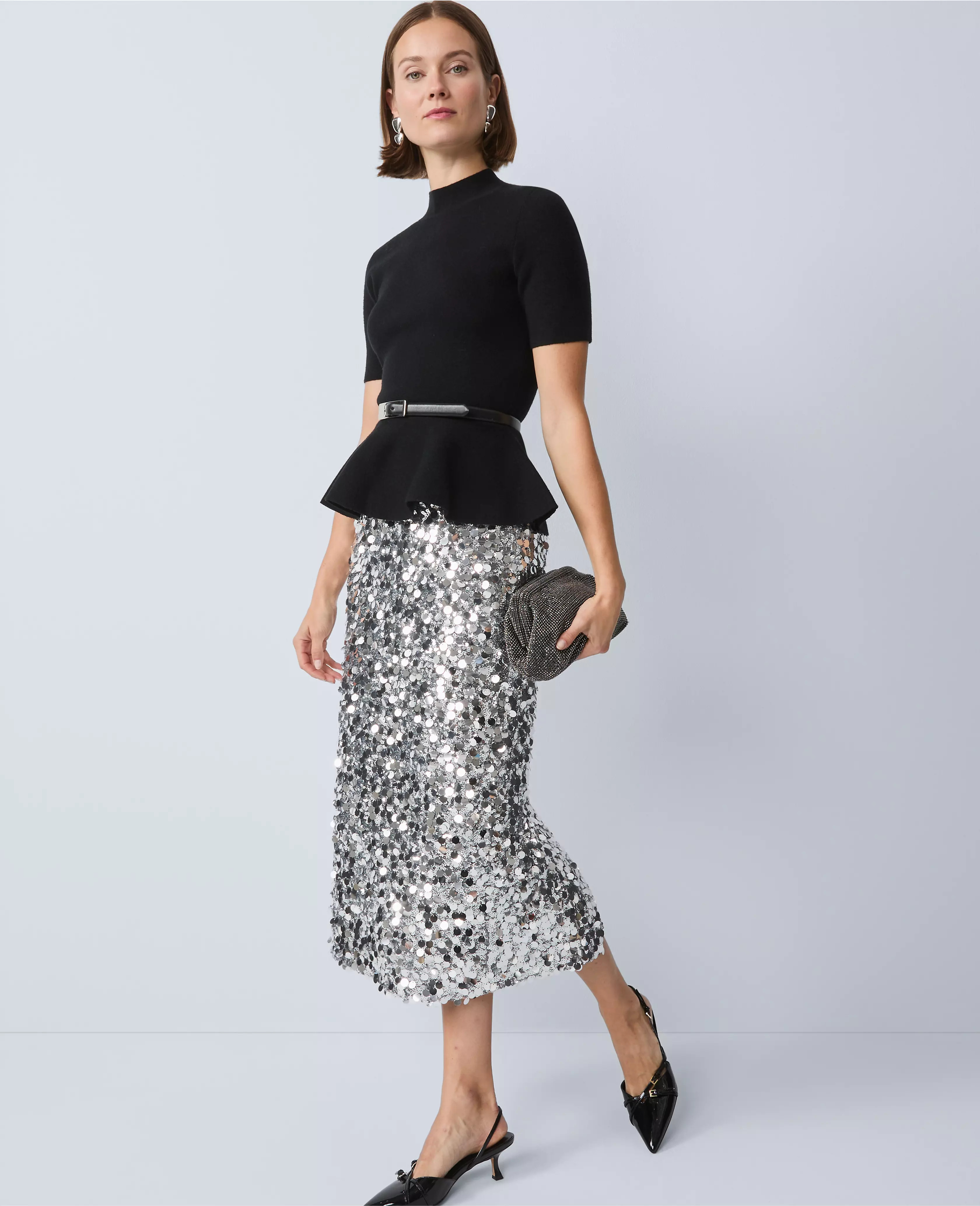Sequin Column Midi Skirt | Ann Taylor