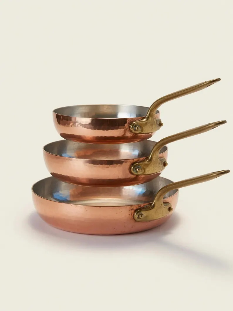 Handmade Copper Frying Pan Set of 3 \u2013 Thick Natural Moroccan Skillet 10\u201d, 8.7\u201d, 6.... | Etsy (Global)