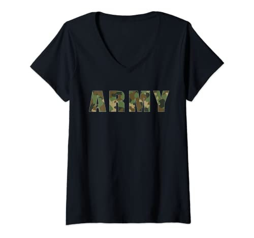 Womens Army Vintage USA T | Military US Green Logo V-Neck T-Shirt | Amazon (US)