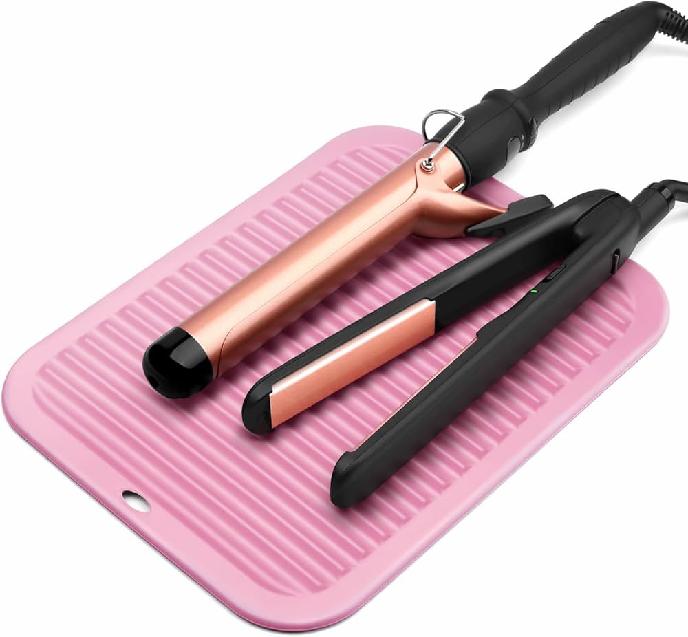 Large Silicone Heat Resistant Mat for Hair Tools, Heat Pad for Curling Iron, Iron Flat Appliances... | Amazon (US)