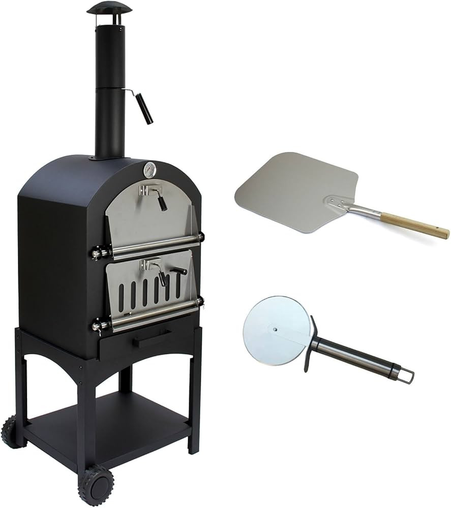 Monster Shop Outdoor Pizza Oven Smoker & Pizza Peel Garden Charcoal Portable BBQ Bread Chimney St... | Amazon (UK)
