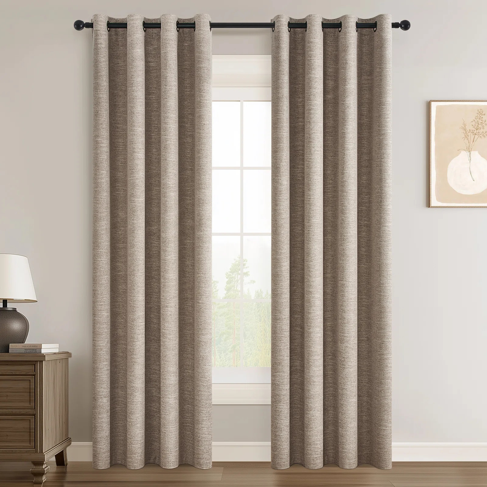 Dennan Curtains , Grommet Top Thick 100% Blackout Drapes Full Light Blocking Curtains (Set of 2) | Wayfair North America