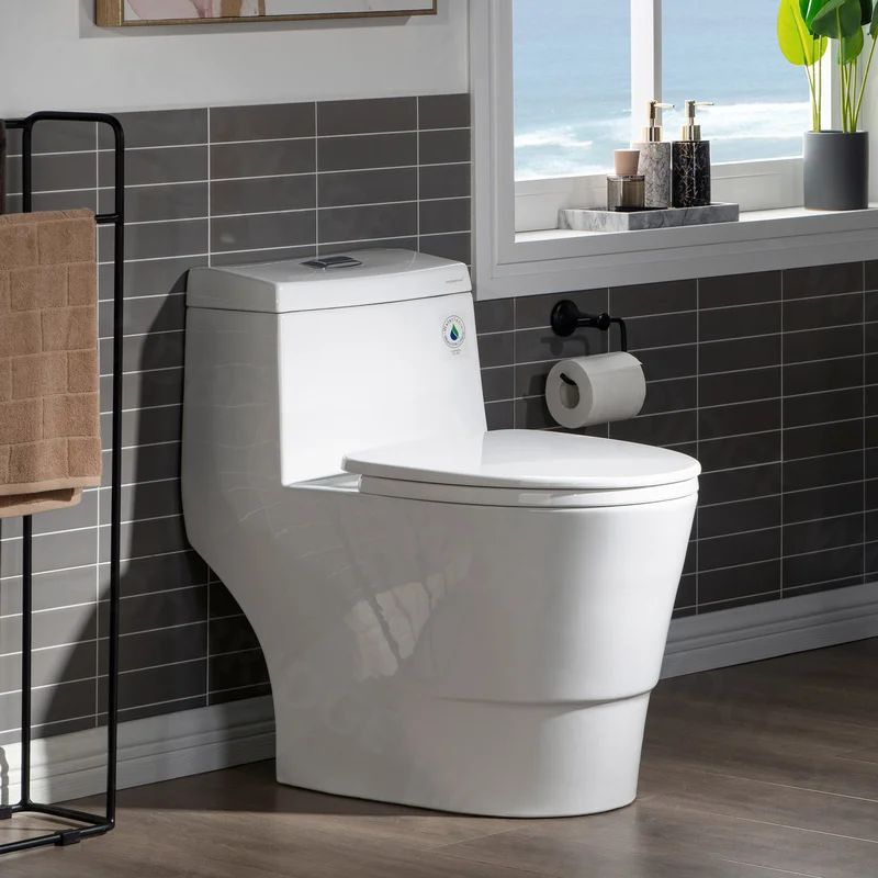 T-0001 Dual-Flush Elongated One-Piece Toilet (Seat Included) | Wayfair North America