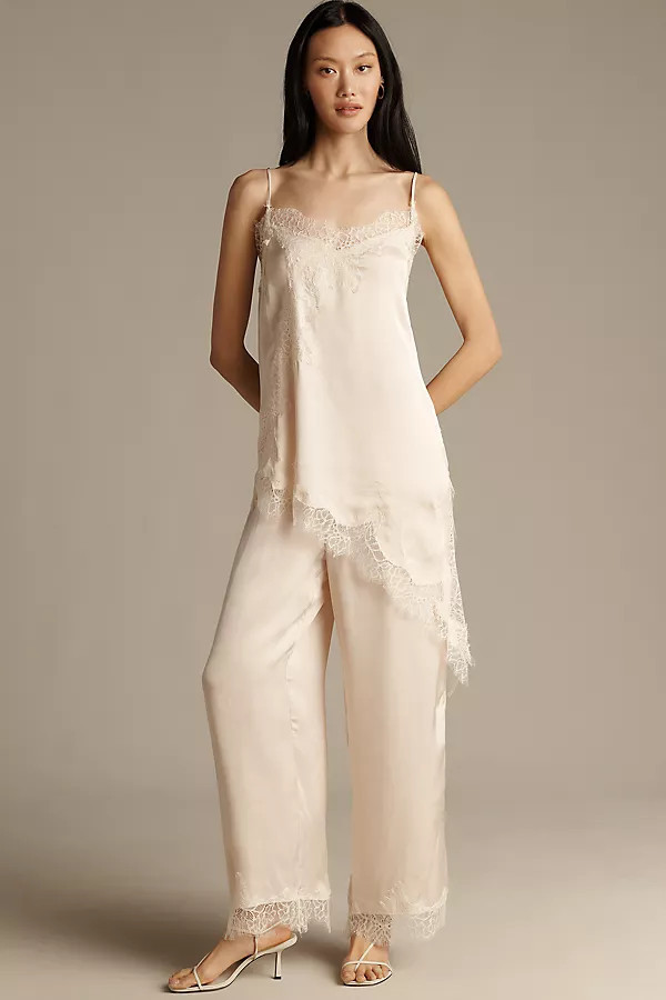 LyreBird Satin Lace-Trim Asymmetrical Cami Top | Anthropologie (UK)