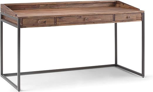 SIMPLIHOME Ralston SOLID ACACIA WOOD Modern Industrial 60 Inch Wide Writing Office Desk in Rustic... | Amazon (US)