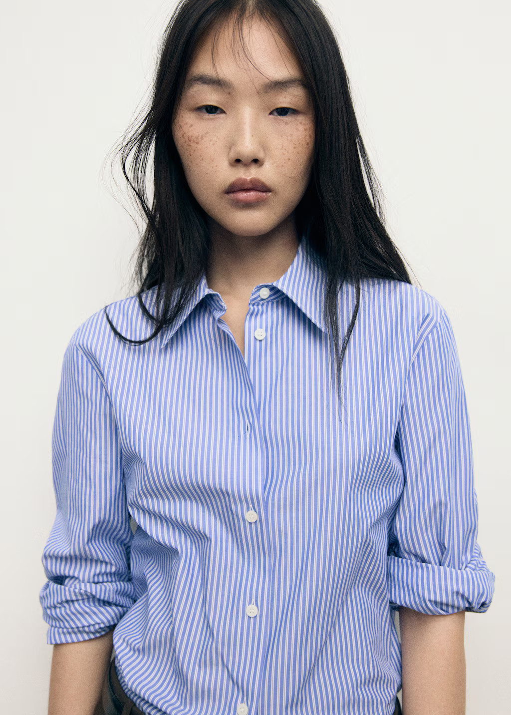 Cotton and lyocell blend straight shirt - Women | MANGO United Kingdom | MANGO (UK)