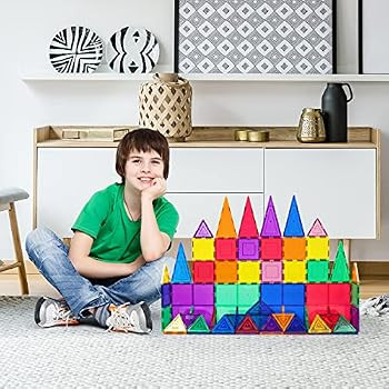 PicassoTiles 60 Piece Set 60pcs Magnet Building Tiles Clear Magnetic 3D Building Blocks Construct... | Amazon (US)