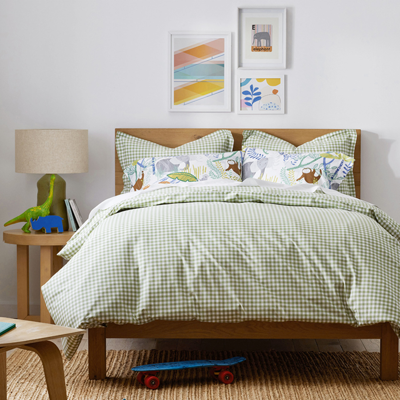 Gingham Classic Cool Organic Cotton Percale Bed Sheet Set - Moss, Twin | The Company Store