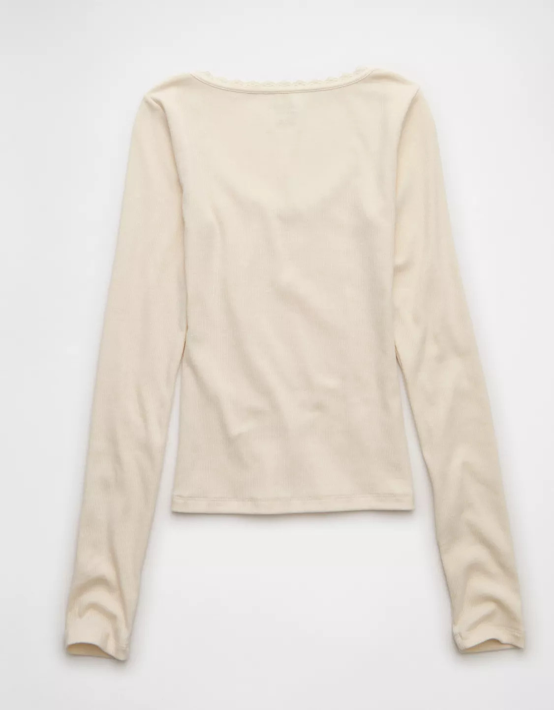 AE Lace-Trim Long Sleeve T-Shirt | American Eagle Outfitters (US & CA)