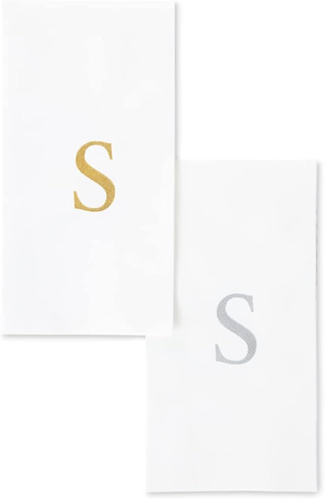 AMERICAN HOMESTEAD Disposable Hand Towels - Silver Monogrammed Guest Napkins - Linen-Feel Bathroo... | Amazon (US)