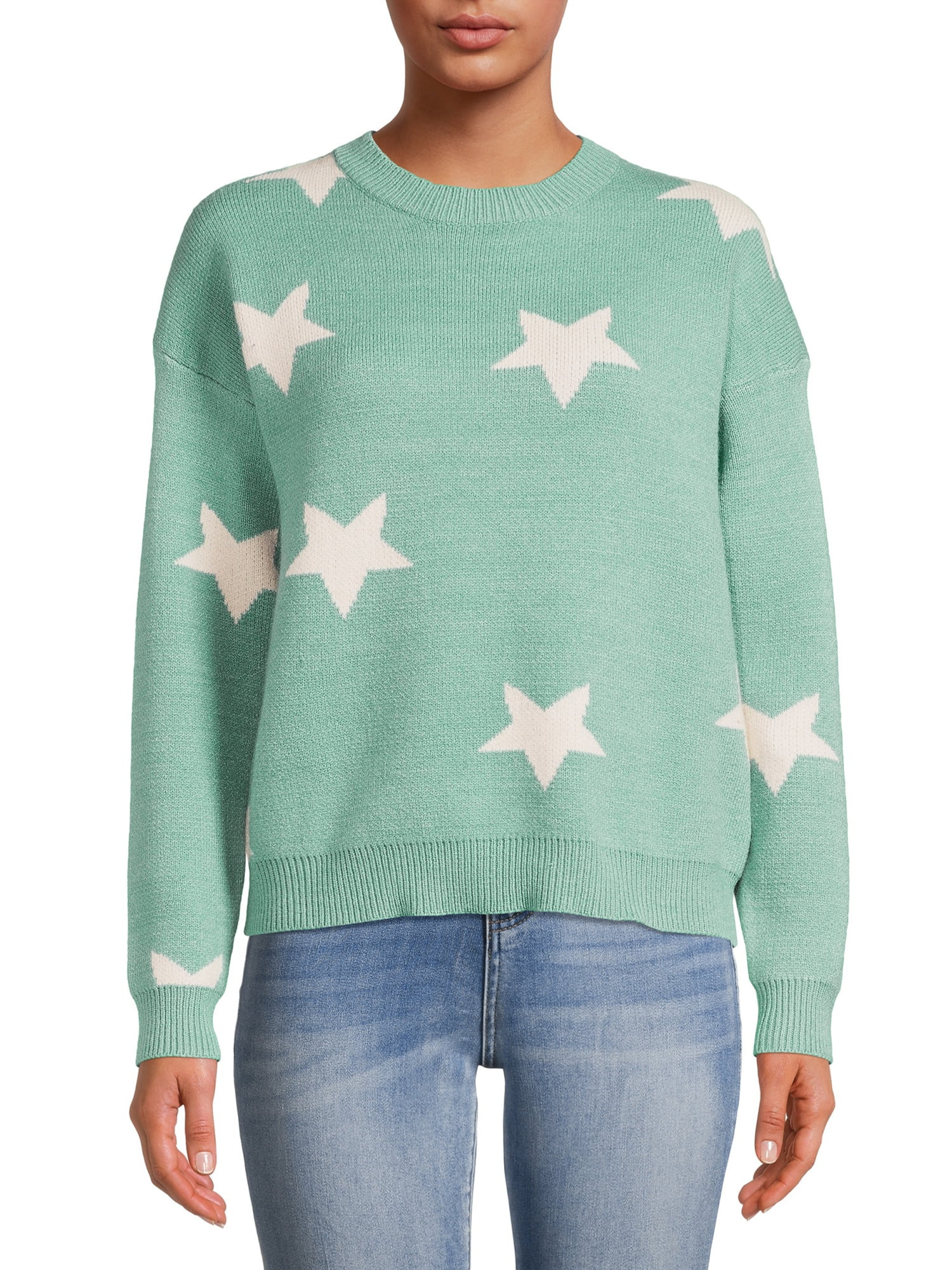 Dreamers by Debut Womens Print Pullover Long Sleeve Sweater - Walmart.com | Walmart (US)