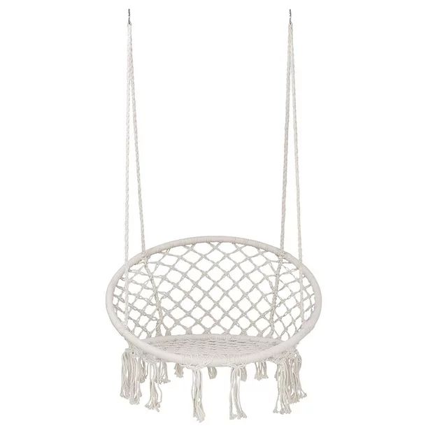 Classic Hammock Swing Chair New Macrame Bohemian Style Cotton Rope Hanging Spider Swing for Patio... | Walmart (US)