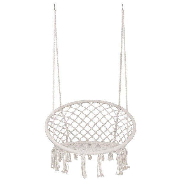 Classic Hammock Swing Chair New Macrame Bohemian Style Cotton Rope Hanging Spider Swing for Patio... | Walmart (US)