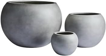 DTY Signature Mount Sherman 1-Piece Fiberstone Planter for Indoor/Outdoor, Gray, 13.5" H x 17" Di... | Amazon (US)