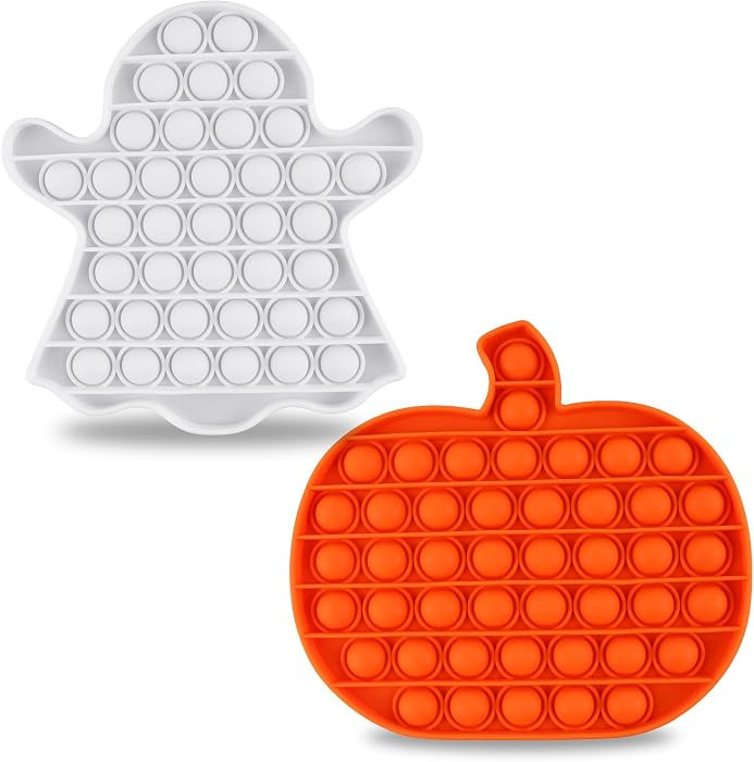 2 PCS Halloween Fidgets, Pumpkin Ghost Silicone Bubble Fidget, Stress Anxiety Relief Push Tools A... | Amazon (US)