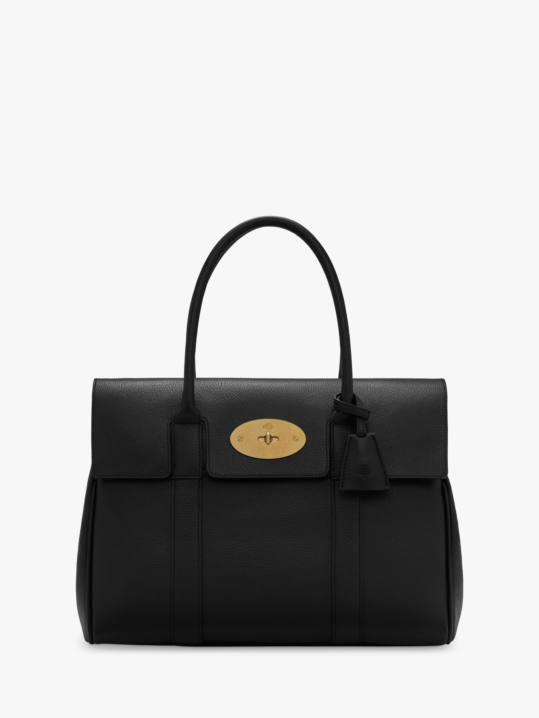 Mulberry Bayswater Classic Grain Leather Handbag, Black | John Lewis (UK)