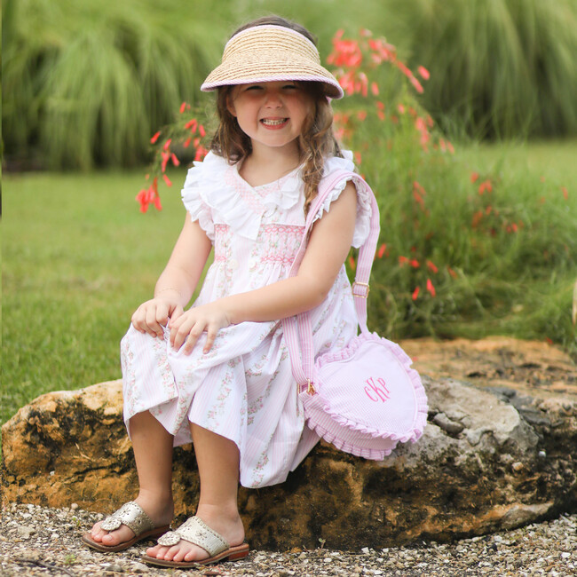 Girl's Sconset Straw Visor, Pink | Maisonette