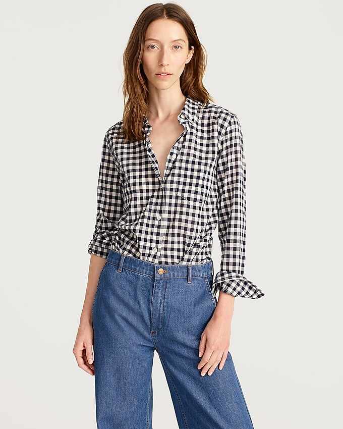 Classic-fit shirt in crinkle gingham | J. Crew US