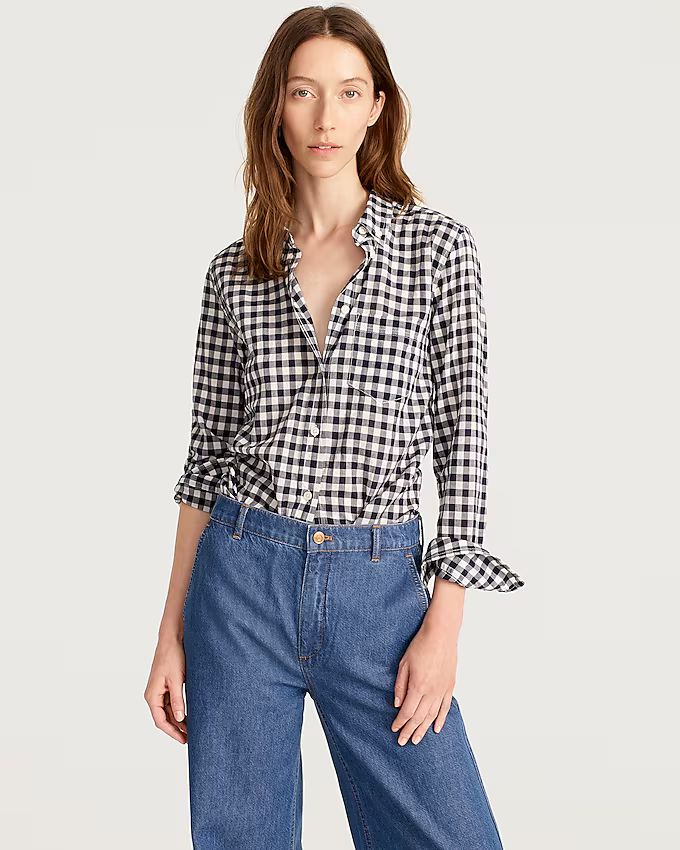Classic-fit shirt in crinkle gingham | J.Crew US