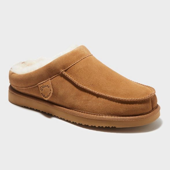Men's dluxe by dearfoams Lith Genuine Shearling Clog Loafer Slippers | Target
